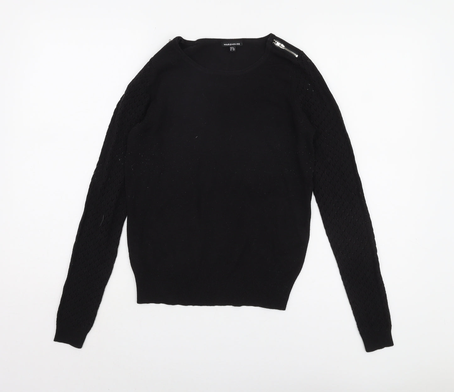 Warehouse Women's Black Size 8 Jumper with Zip Accent