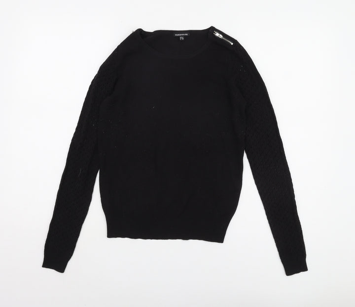 Warehouse Women's Black Size 8 Jumper with Zip Accent