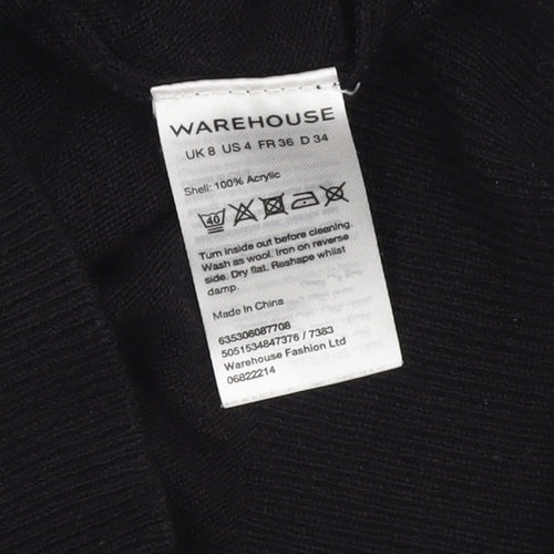 Warehouse Women's Black Size 8 Jumper with Zip Accent