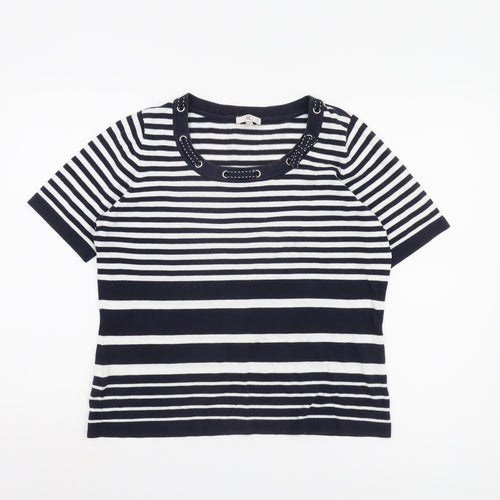 CC Women's L Black & White Striped T-Shirt