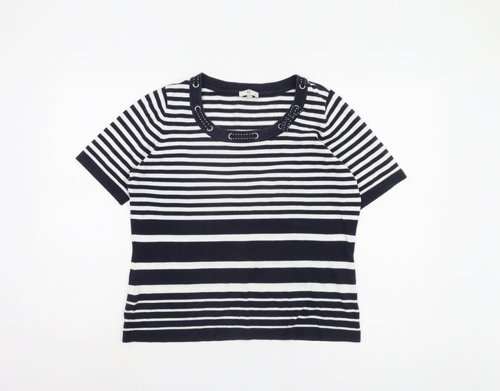 CC Women's L Black & White Striped T-Shirt