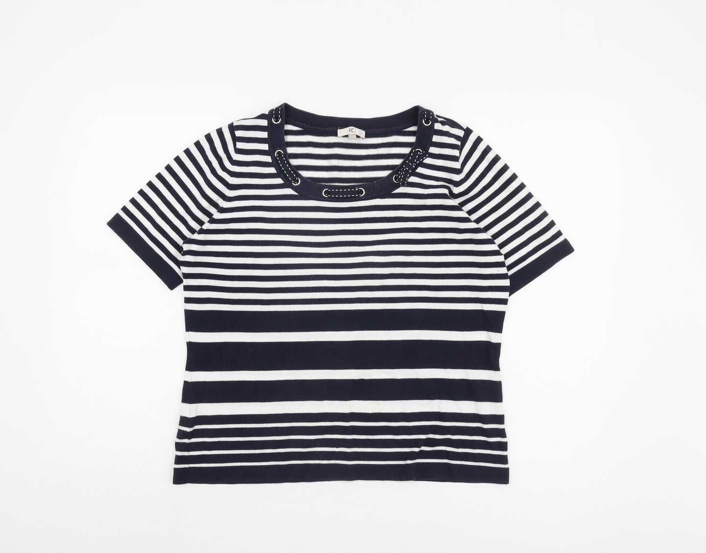 CC Women's L Black & White Striped T-Shirt