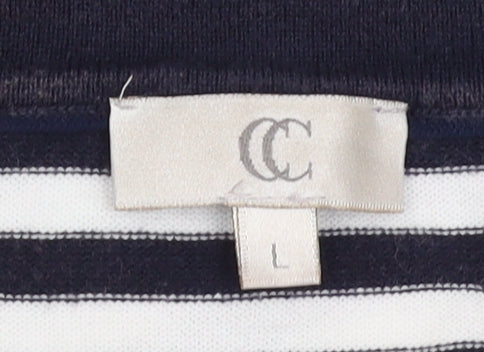 CC Women's L Black & White Striped T-Shirt