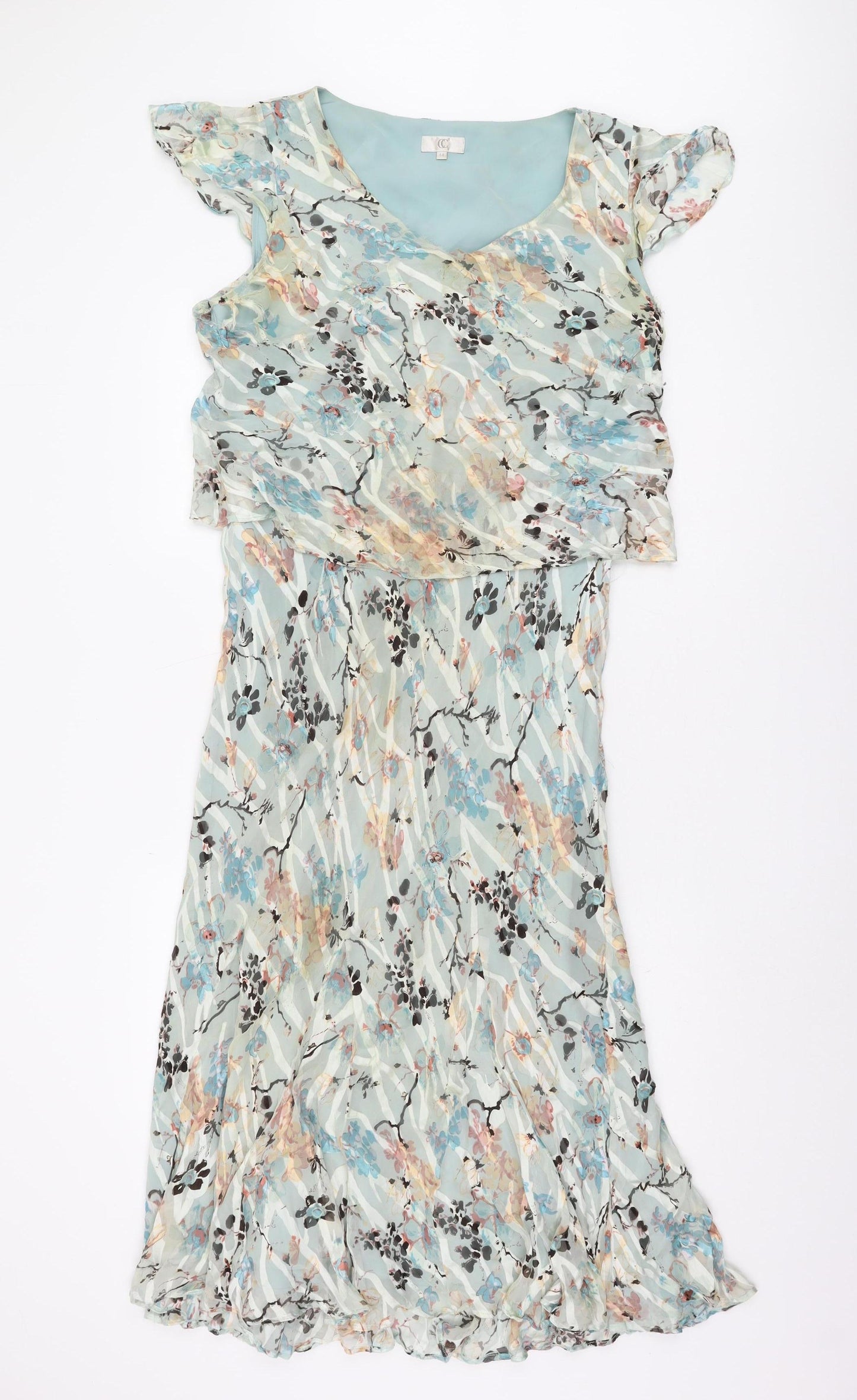 CC Women's Multicoloured Floral Midi Shift Dress, Size 14