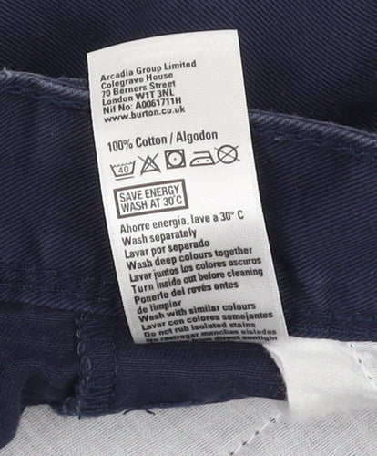 Burton Menswear Blue Chino Shorts Men Size 30