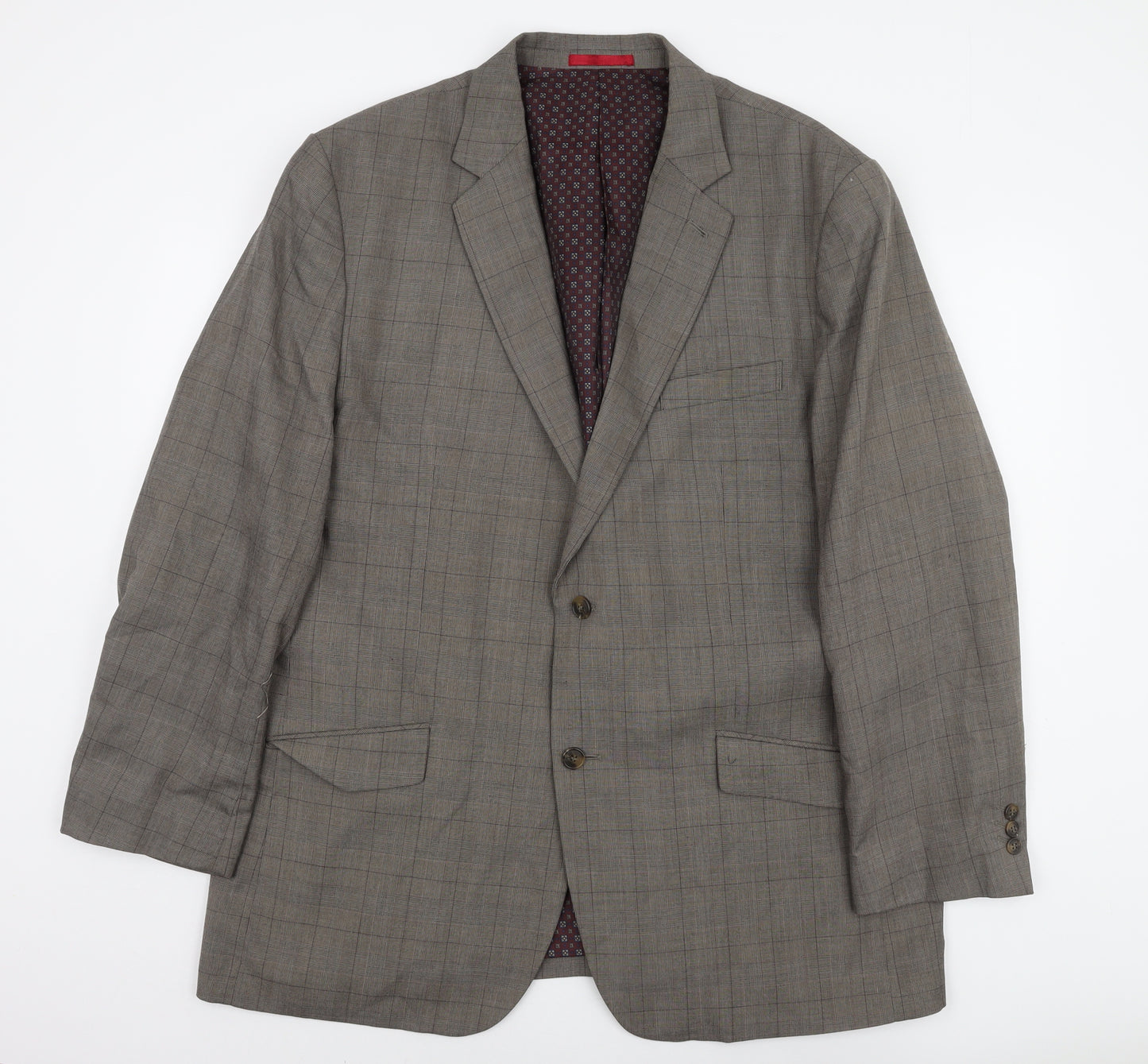 Greenwoods Men's Grey Check Blazer 48R Formal