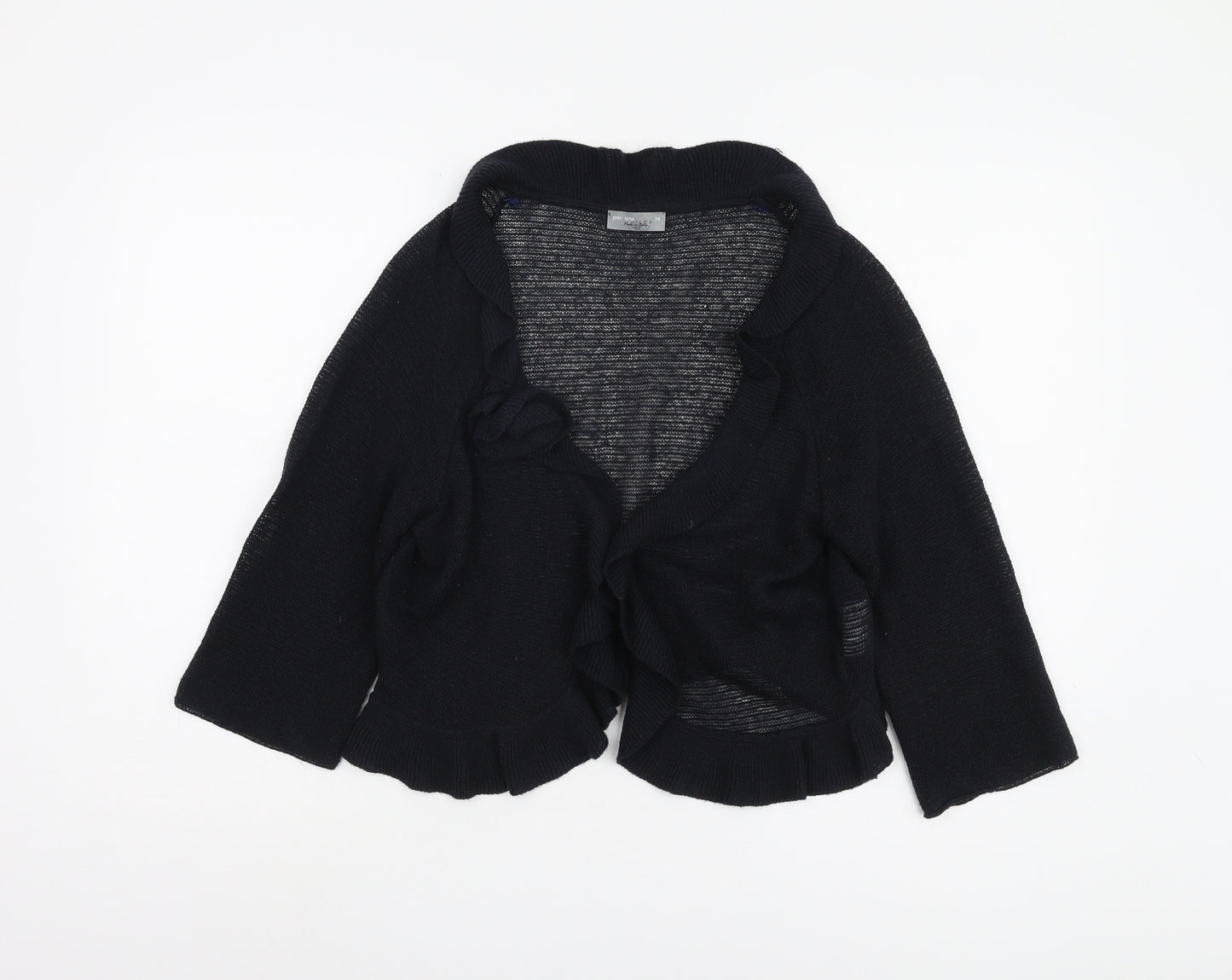 Per Una Women's Black Ruffle Cardigan UK 14