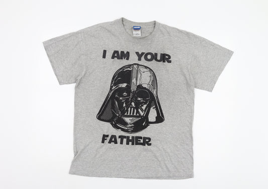 Front view of Star Wars Men's Grey M Darth Vader T-Shirt Medium