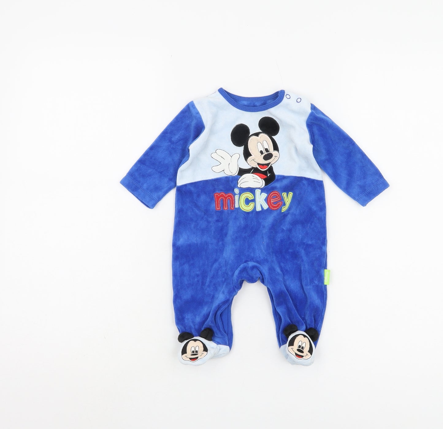 Disney Blue Mickey Mouse Unisex Babygrow 0-3M