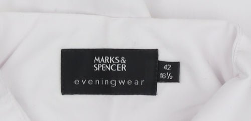 Marks and Spencer Men's White Long Sleeve Shirt Size 16.5