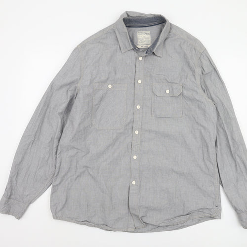 Burton London Men's Grey 2XL Cotton Casual Shirt