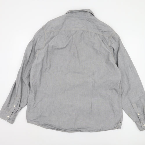 Burton London Men's Grey 2XL Cotton Casual Shirt