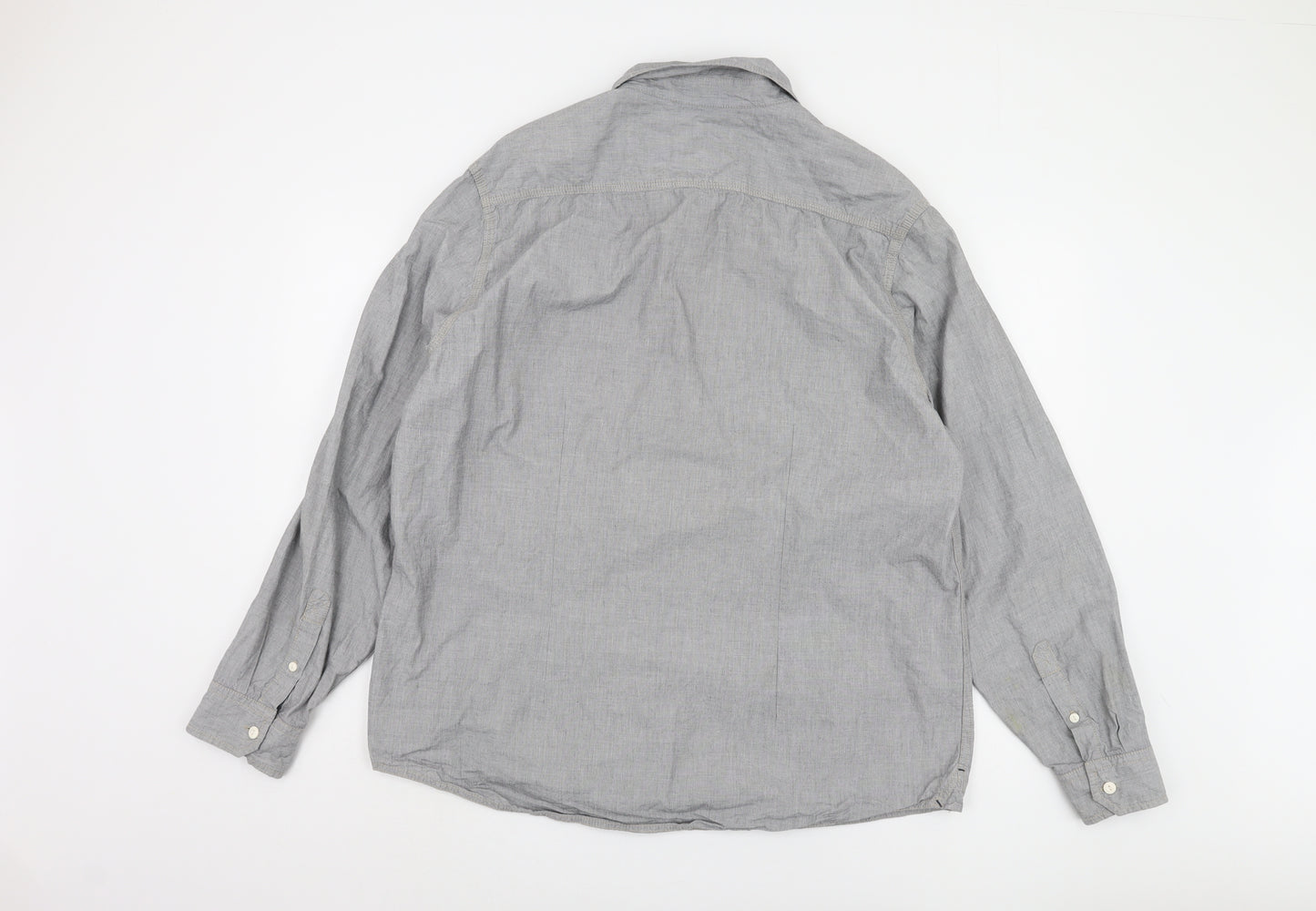 Burton London Men's Grey 2XL Cotton Casual Shirt