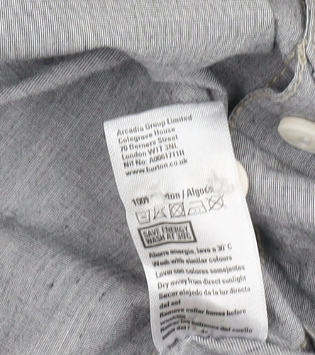 Burton London Men's Grey 2XL Cotton Casual Shirt