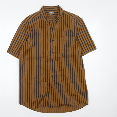 ASOS Men's Brown Striped Short Sleeve Shirt, M