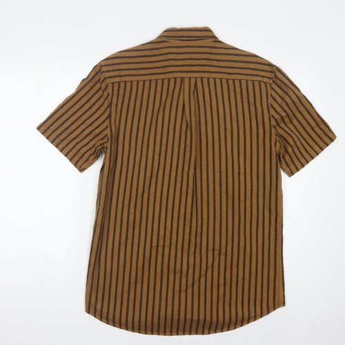 ASOS Men's Brown Striped Short Sleeve Shirt, M
