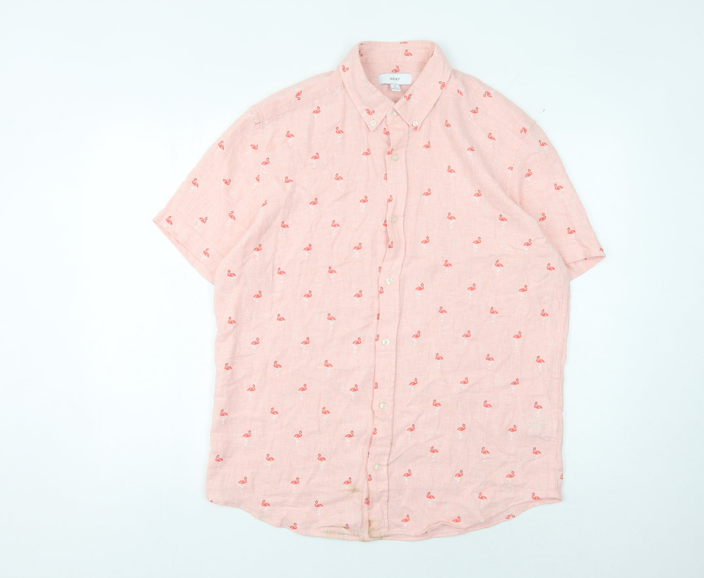 Next Men's Pink Flamingo Short Sleeve Shirt - M