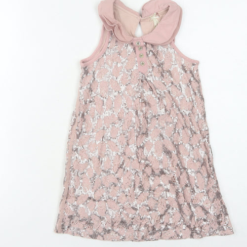 Next Girls Pink Floral Lace Dress Sleeveless Size 6 Years