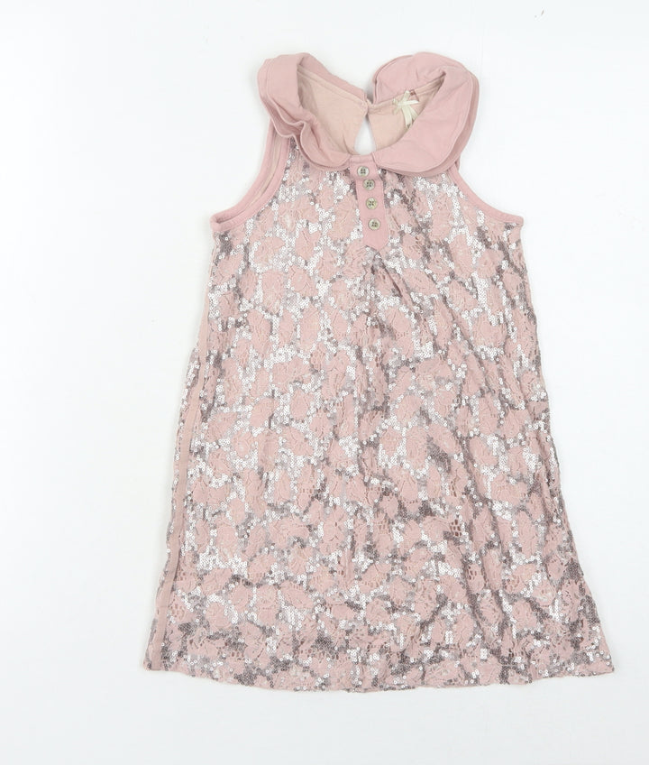 Next Girls Pink Floral Lace Dress Sleeveless Size 6 Years