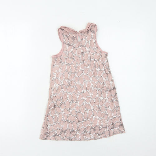 Next Girls Pink Floral Lace Dress Sleeveless Size 6 Years