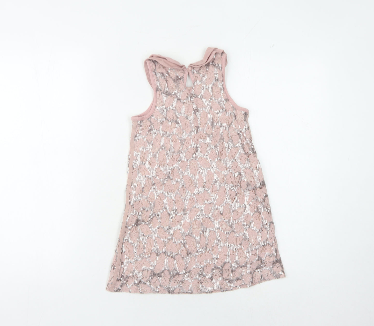 Next Girls Pink Floral Lace Dress Sleeveless Size 6 Years