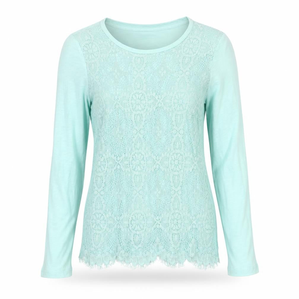 Front view of J.Crew Women's Blue Lace Blouse, size S