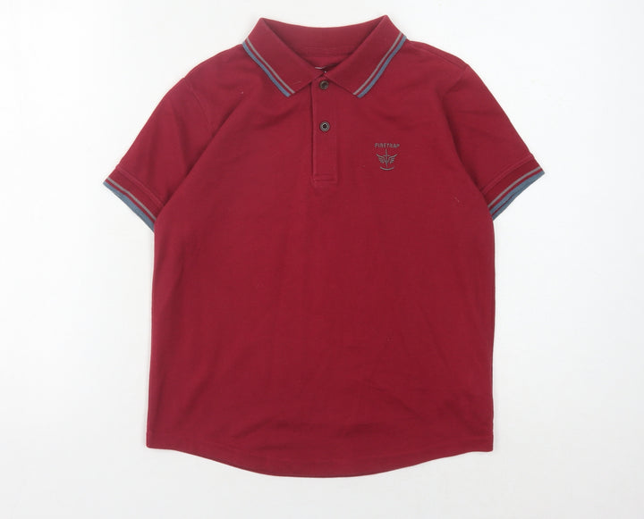 Firetrap Boys Red Polo Shirt 9-10 Years Logo Accent Casual Wear