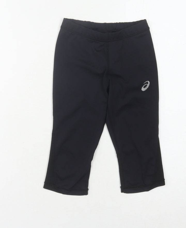 Asics Girls Black Cropped Leggings - 8-9 Years Activewear