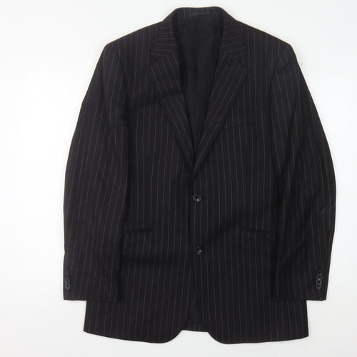 T.M. Lewin Men's Black Wool Striped Blazer Size 39