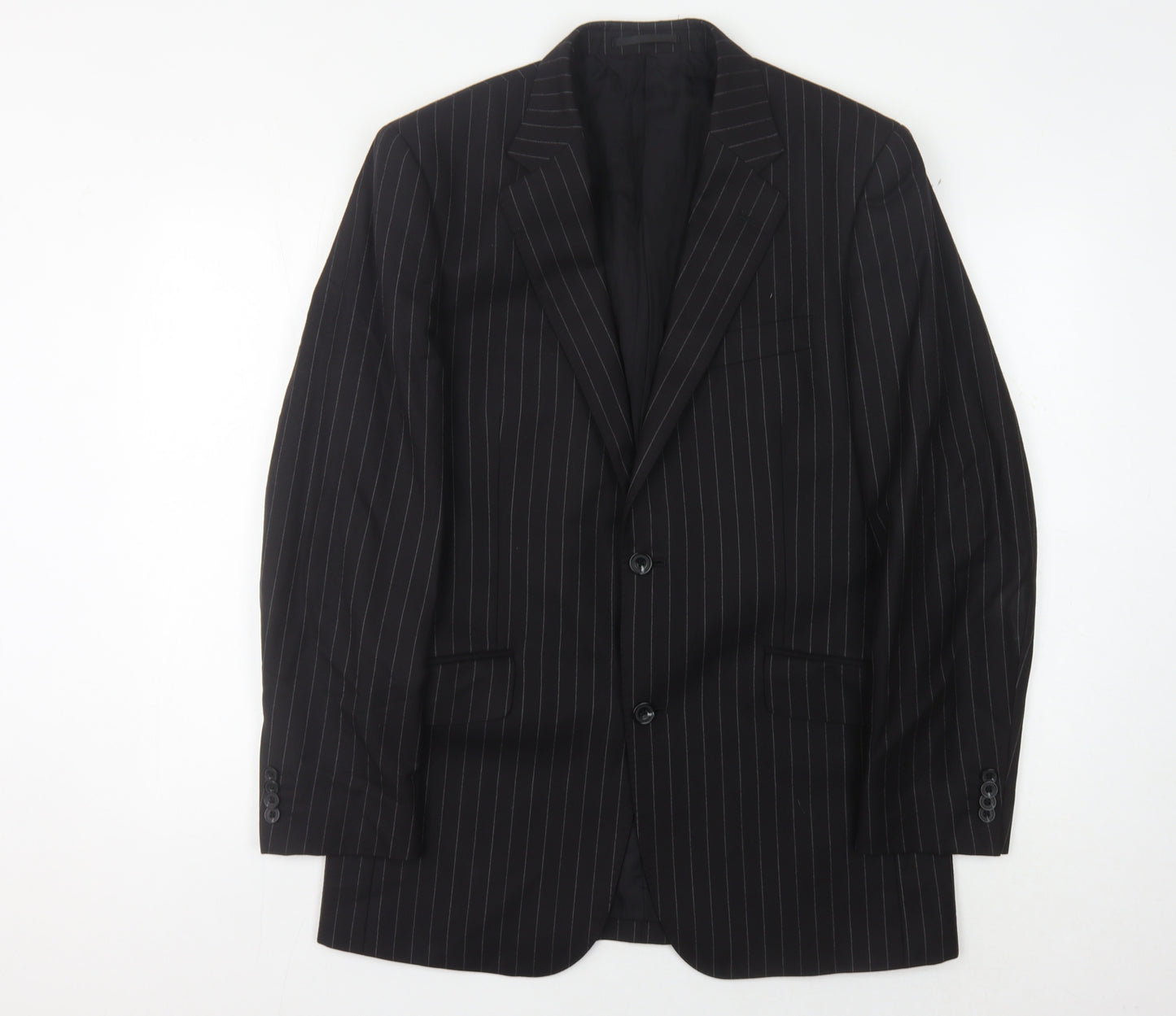 T.M. Lewin Men's Black Wool Striped Blazer Size 39