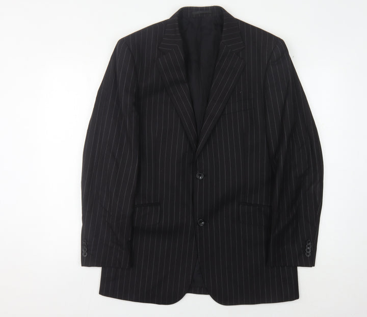 T.M. Lewin Men's Black Wool Striped Blazer Size 39