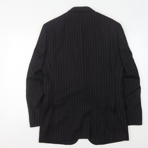 T.M. Lewin Men's Black Wool Striped Blazer Size 39