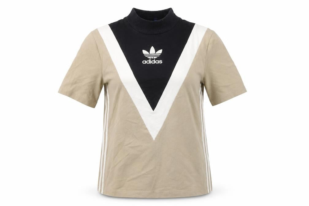 Front view of Adidas Women's Beige High Neck T-Shirt, size 4