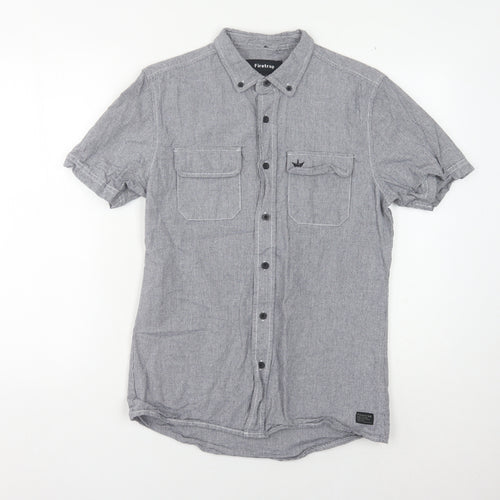 Firetrap Men's Grey Button-Up Shirt - Size S