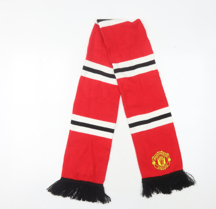 Manchester United Men's Red Rectangle Scarf, Fringe Accents