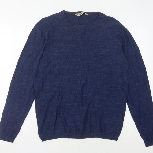 Tokyo Laundry Men's Blue Cotton Pullover Crew Neck Jumper M