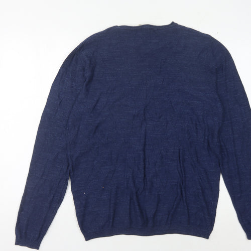 Tokyo Laundry Men's Blue Cotton Pullover Crew Neck Jumper M