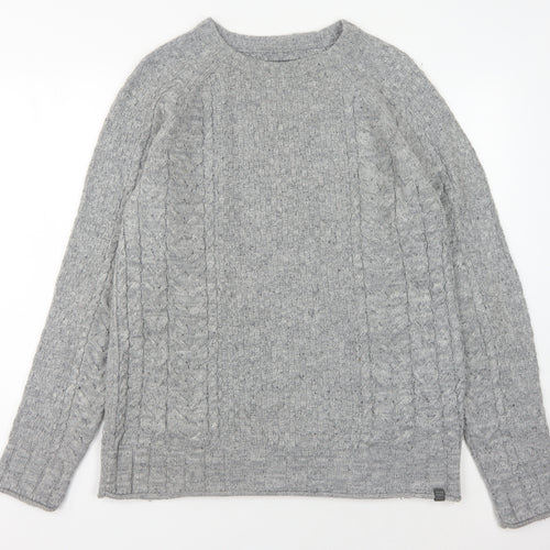 Jack & Jones Men's Grey Cable-Knit Pullover, Size S
