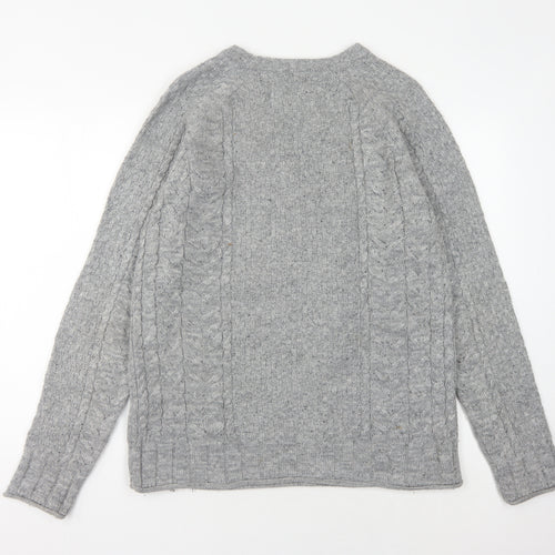 Jack & Jones Men's Grey Cable-Knit Pullover, Size S