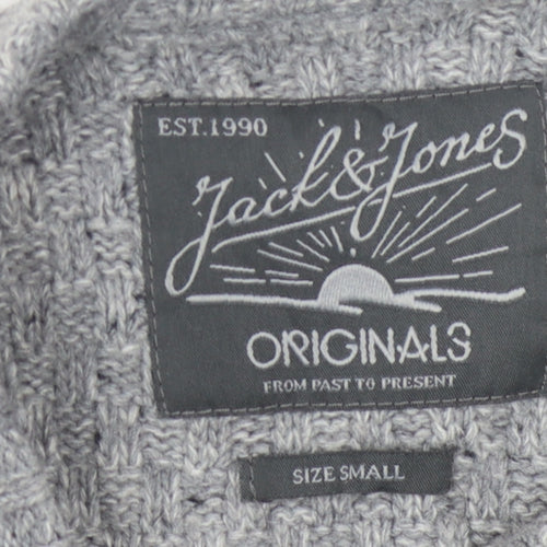 Jack & Jones Men's Grey Cable-Knit Pullover, Size S