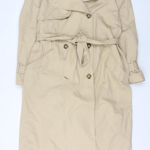 H&M Women's Beige Trench Coat, Size 12, Belted Classic