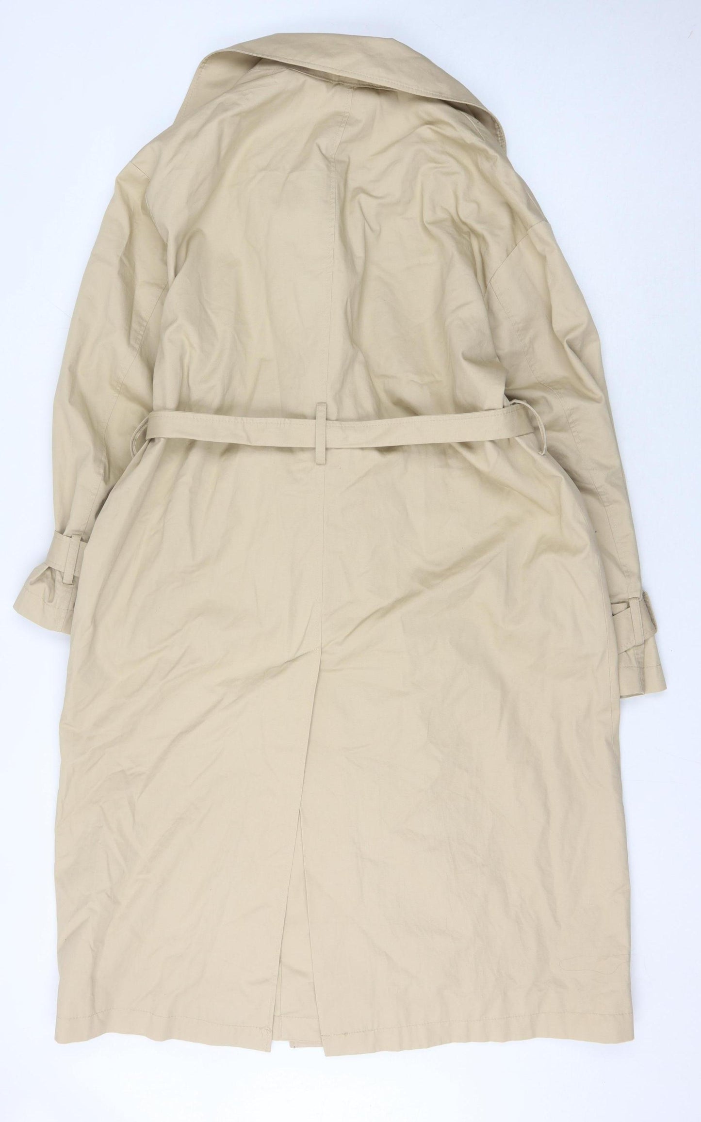 H&M Women's Beige Trench Coat, Size 12, Belted Classic