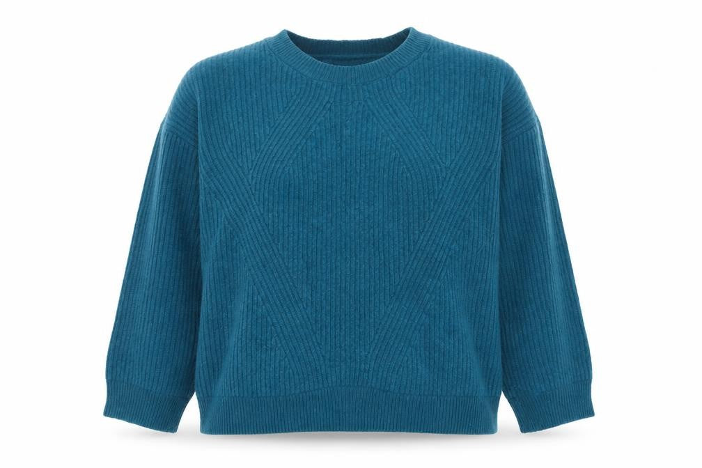 Front view of Armedangels Women's Blue XL Crew Neck jumper