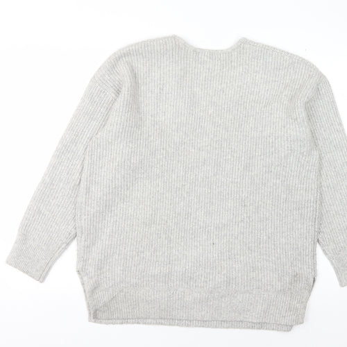 Marks and Spencer Women's Grey V-Neck Pullover Jumper - L