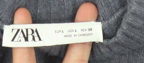 Zara Women's Grey Crew Neck Pullover Jumper L