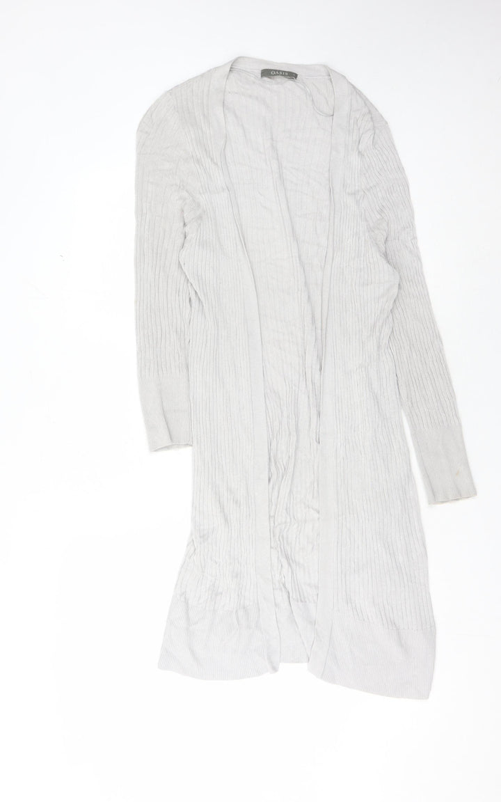 Oasis Women's Grey Knit Open Front Cardigan in Medium Size