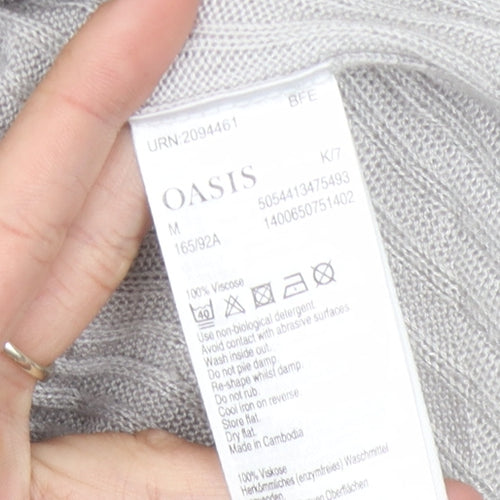 Oasis Women's Grey Knit Open Front Cardigan in Medium Size