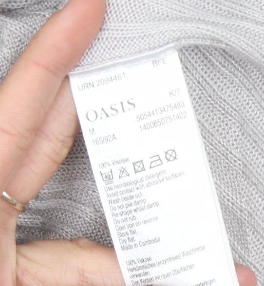 Oasis Women's Grey Knit Open Front Cardigan in Medium Size