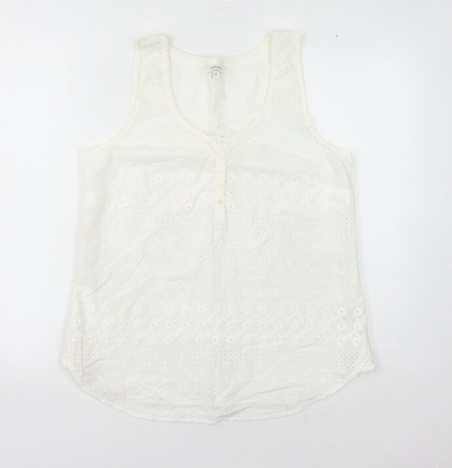 FatFace Women's White Cotton Tank Top Size 12