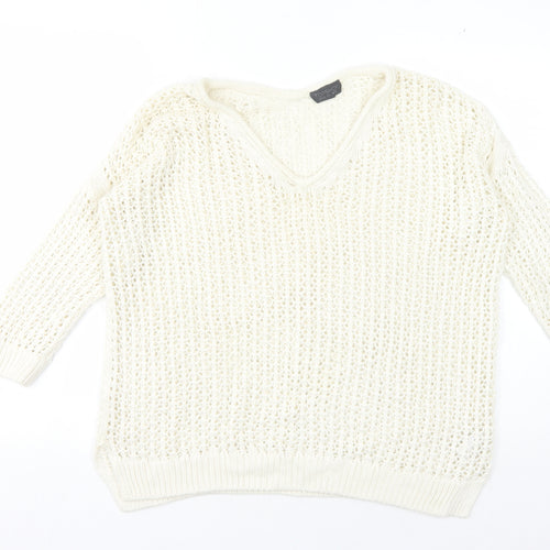 Topshop Women's Ivory Open-Knit Pullover Jumper Size 10